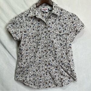 Roper Short Sleeve Shirt Women M Western Cotton Pearl Snap Ditsy Floral Calico